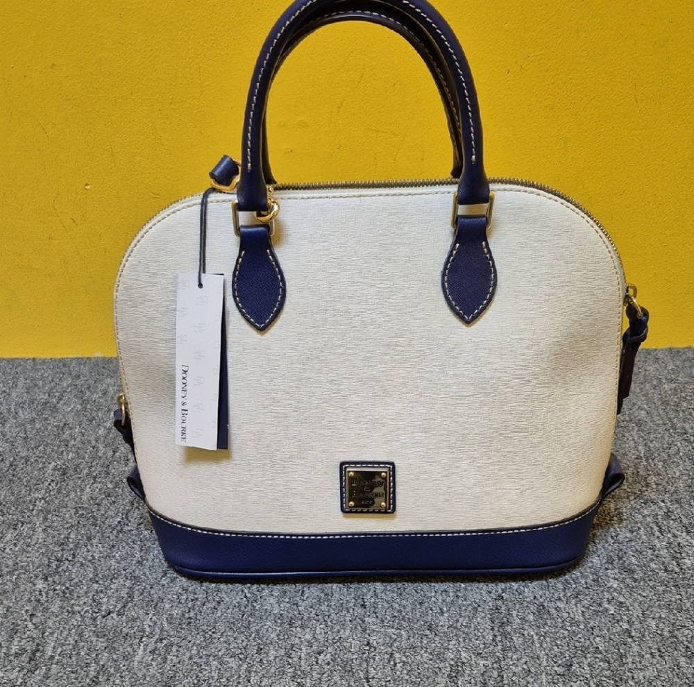 Dooney & Bourke Blue and Cream Nautical Satchel